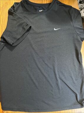 Nike Black Short-Sleeve Dri-FIT Tee with White Swoosh